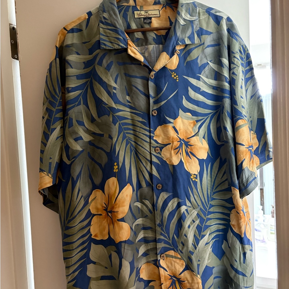 Tommy Bahama Blue and Yellow Floral Shirt